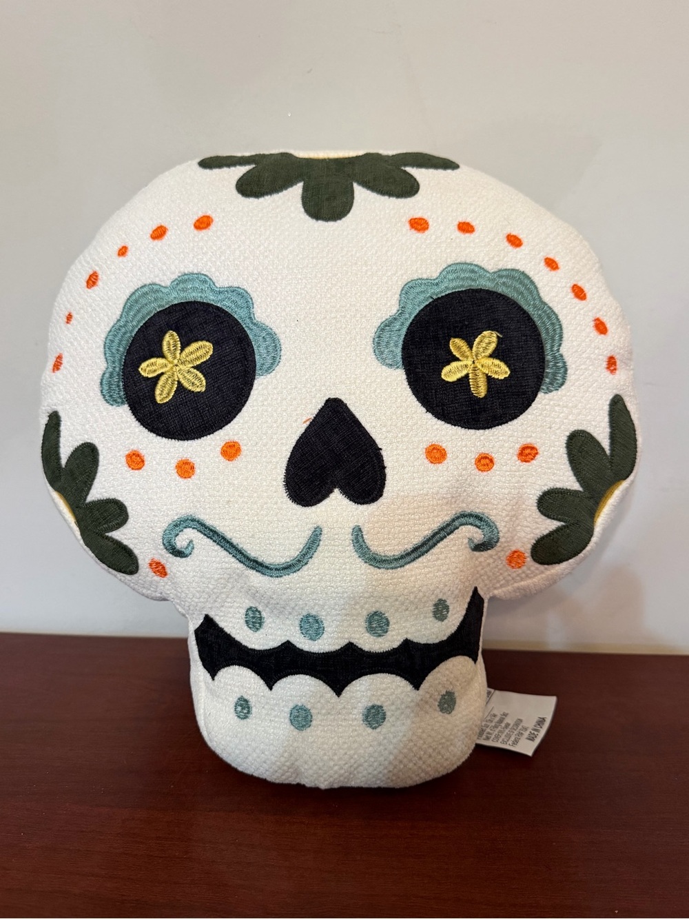 Day of The Dead Embroidered Sugar Skull Decorative Throw Couch Pillow Halloween
